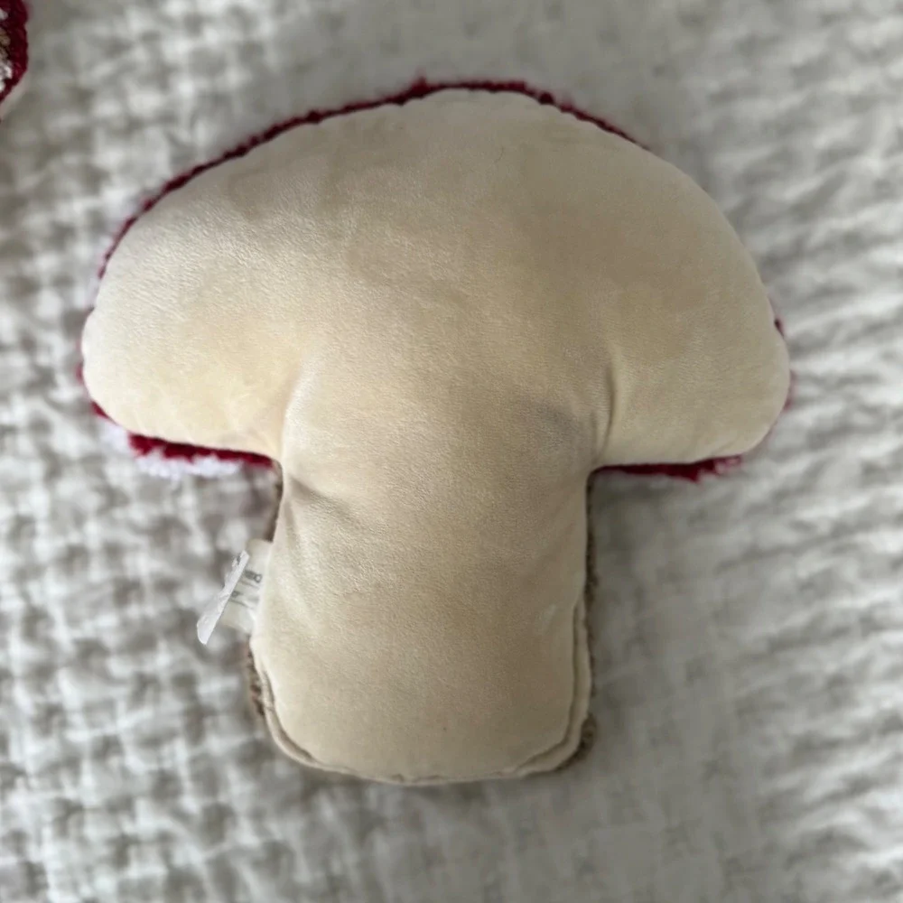 Pair of Mushroom Hooked Wool‎ Accent Pillows.